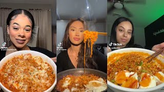 SPICY BULDAK NOODLES MUKBANG 🍜  TIKTOK FOOD COMPILATION [upl. by Ekim]