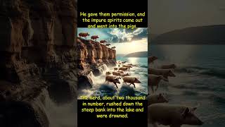 Mark 5912 Jesus sends Demons into Pigs bibleverseoftheday dailybibleverse jesusaves [upl. by Andrel]