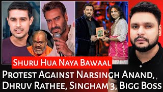 Protest Against Narsingh Anand  Dhruv Rathee  Singham 3  Bigg Boss Latest  Mr Reaction Wala [upl. by Lohcin410]