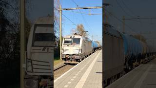 Witte vectron 193 515  blauwe ketelwagens  ELL 193 227 passeert station Brummen treinwereld [upl. by Higgs]