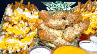 ASMR MUKBANG EXTRA RANCH WINGSTOP CHICKEN amp CHEESY VOODOO FRIES  WITH CHEESE amp RANCH [upl. by Eendys370]