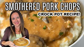 Best Crock Pot Smothered Pork Chops Recipe [upl. by Uchida721]