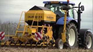 Claydon Direct Drilling Spring Barley with New Holland T6080 [upl. by Dnumyar962]