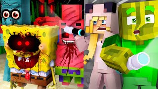 24 STUNDEN bei SPONGEBOBEXE ÜBERNACHTEN  Minecraft MONSTER VILLA [upl. by Carlotta950]