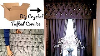 EASY NO SEW CRYSTAL TUFTED CORNICE HOW TO ROOM DECORATING IDEAS 2019 [upl. by Kimmel]