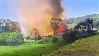 Dramatic Scene as Fireworks Factory Explodes [upl. by Htebizile]