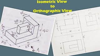 Converting Isometric View to Orthographic viewFirst angel Method Engg Graphics  Drawing [upl. by Nalyd]