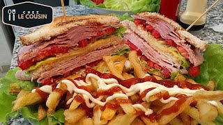 🥪🥪🥪Club Sandwich XXL au Jambon de dinde et au jambon de dinde fumé cheddar 🥪🥪🥪 [upl. by Ellecram]