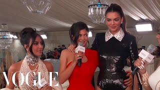 Kylie Jenner Kendall Jenner and Kim Kardashian on Honoring Karl Lagerfeld  Met Gala 2023  Vogue [upl. by Guyer]