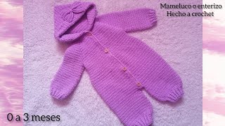 Enterizo o mameluco para bebé talla 0 a 3 meses facildehacer crochettutorial crochet [upl. by Deanna]