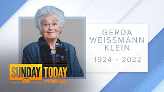 Holocaust Survivor Gerda Weissman Klein Dies Age 97 [upl. by Namilus]