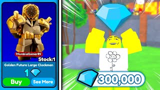 😱 I BOUGHT GOLDEN FUTURE LARGE CLOCKMAN FOR 1 GEM 🤯 AND SOLD FOR 300K GEMS 💎  Toilet Tower Defense [upl. by Atram466]