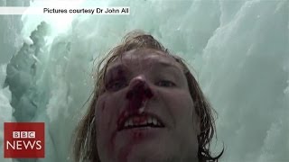 Climber films 20m crevasse fall in Himalayas  BBC News [upl. by Nathanial]