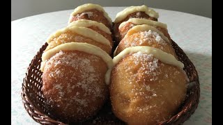 Cómo hacer BOMBAS RELLENAS CON CREMA PASTELERA  Berlinas rellenas [upl. by Qifar]