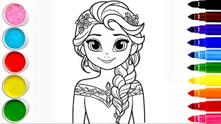 Colorful Elsa Frozen Drawing for kids Painting amp Coloring for kids and Toddlers elsadrawing elsa [upl. by Touber]