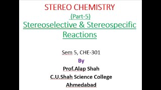 Stereoselective amp Stereospecific Reactions [upl. by Eyatnod]