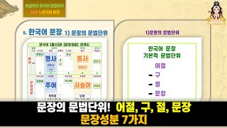 36강 문장의 문법단위 어절구절문장 문장성분 7가지 한글부터 한국어 문법까지 5 한국어 문장 1문장의 문법단위 [upl. by Urba170]