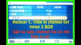 ASIASAT 7 105e CHANNELS LIST amp SCANNING ON 120cm DISH quotLagwaye Free Dishquot [upl. by Ahto]