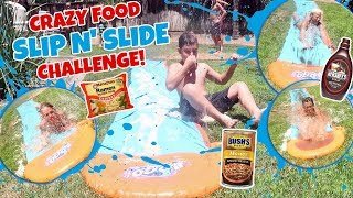 CRAZY FOOD SLIP AND SLIDE CHALLENGE [upl. by Lapo]