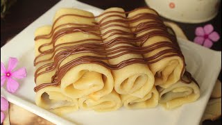 Chocolate Crepe Rolls 😍 Recipe By Chef Hafsa [upl. by Nino]