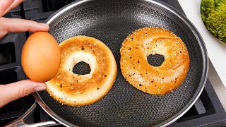 Only 3 Ingredients The Best 5 Minute Breakfast Recipe Easy and Delicious Eggs and Bagel Recipe [upl. by Riley860]