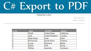 Export C DataTable into Pdf using iTextSharp [upl. by Arbma]