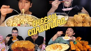 ASMR CREAMY CHEESY NOODLES MUKBANG [upl. by Emiatej157]