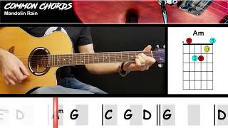 Mandolin Rain  Bruce Hornsby  EASY GUITAR CHORDS  Common Chords [upl. by Auqenahs]