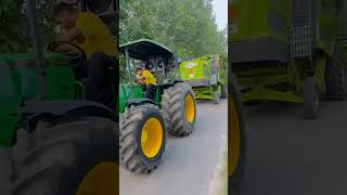 Harvester vs John Deere tochan kingnishu farming tractorstunt nishudeswal viralshort 2024 [upl. by Rider]