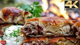 Primitive Cooking 4K  HandMade Borek Recipe RELAXING COOKING THREAPY [upl. by Illene]