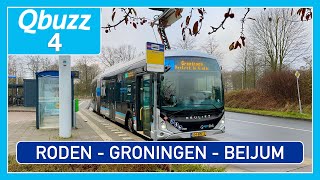 Bus Cab Ride NL  Line 4 Roden  Groningen  Beijum  2023  QBUZZ [upl. by Eimorej]