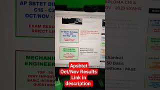 AP SBTET Diploma c16 c20 oct  nov exam results 2023 Link in description apsbtet results 2023 [upl. by Neelyhtak]