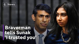 ‘I trusted you’  Suella Braverman delivers brutal resignation letter to Rishi Sunak [upl. by Spatz212]