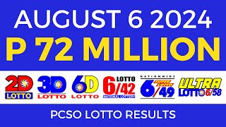 Lotto Result Today 9pm August 6 2024  PCSO Complete [upl. by Sancho974]