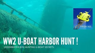 Exploring German Uboat harbor by Fifish V6S rov Wolfpack was here [upl. by Meghan]