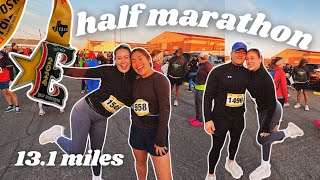 Half marathon RACE DAY VLOG prep train amp GRWM for 131 miles [upl. by Keiryt]