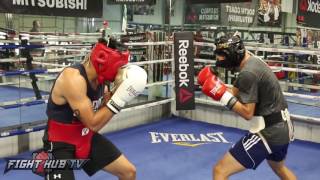 Heated Sparring Josesito Lopez vs Misael Rodriguez at RGBA [upl. by Adeirf997]