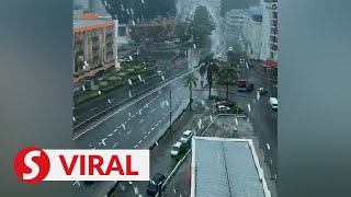 Snowing in Sabah No just a slow motion video of rain says Met Dept [upl. by Atiken]