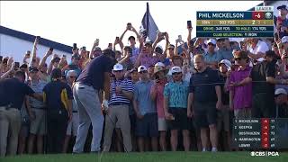 Phil Mickelsons moderate support at the 2021 US PGA Championship  Crazy scenes at the 18th [upl. by Adnamra]