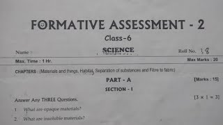 Formative Assessment 2  Class 7  Science Question Paper Model [upl. by Aylad]