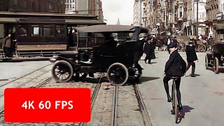 4k 60 fps San Francisco a Trip down Market Street April 14 1906 [upl. by Luehrmann]