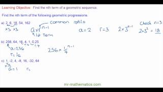 Geometric Sequences  Mr Mathematics [upl. by Pacien247]