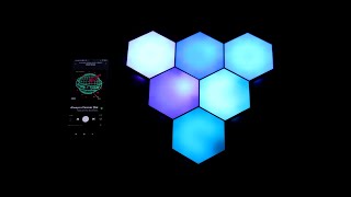 Hexagon RGB remote controlled wall lights  Demo [upl. by Magel74]