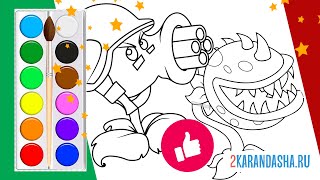 Coloring Plants vs Zombies coloring pages Как раскрасить Гороха Зомби против Растений [upl. by Carpio]