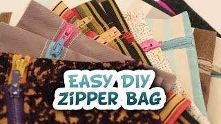 5 Minute Zipper Bag EASY DIY  Whitney Sews  How to [upl. by Dehlia]