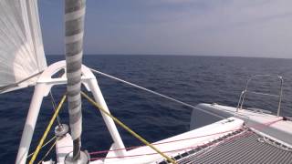 Addiction Outremer 5X Catamaran light winds 2012 [upl. by Reinnej]