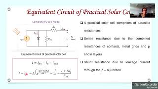 33 Solar cell  Equivalent circuit amp characteristics [upl. by Eihs]