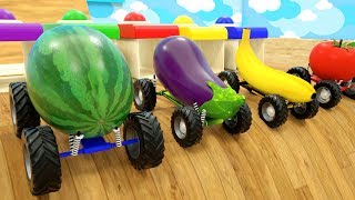 Learn Colors with Super Fruits Cars Trucks Vehicles Wheel Stick  Cars Trucks Cartoon Assembly Tyre [upl. by Aerdnael]