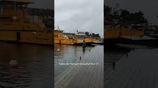 The ferry docks with Hamburgsunds church in the background [upl. by Usanis]