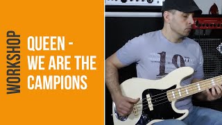 Queen  We Are The Champions  Bass Lesson Solo Bass Arrangement [upl. by Onitram]